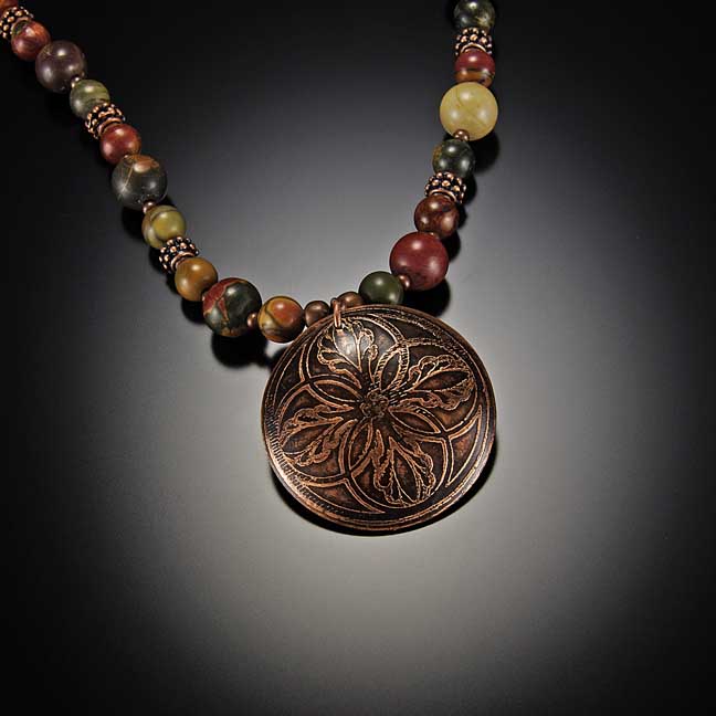 Image for Flowering Domed Copper Pendant Necklace